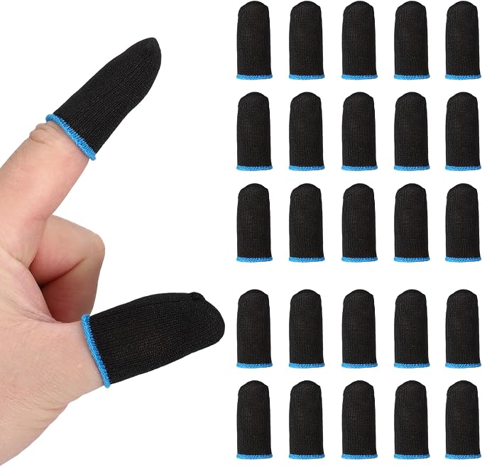 PATIKIL Controller Finger Thumb Sleeve, 40 Pack Mobile Gaming Finger Sleeve Silver Fiber Tip Gloves Anti-Sweat Breathable for Phone Game, Blue by PATIKIL