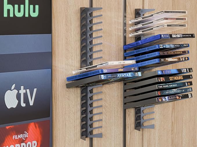 Funturbo Video Game Storage Wall Mount Game Case Holder, Metal Wall Mounted Media Storage Shelves for PS, Xbox, Switch Game Organizer (8-Pack) - Image 7