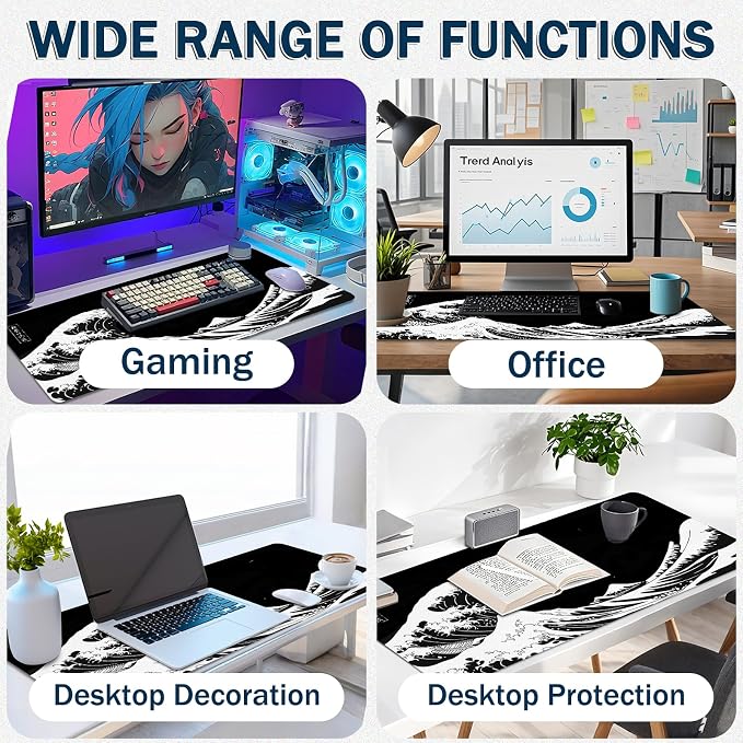 Mouse Pad Gaming - Desk Mat for Keyboard and Mouse - Large Mouse Pad for Desk, Mousepad (35.4" X 15.7") with Non-Slip Base, Desks Pad Mat Office and Home - Image 5