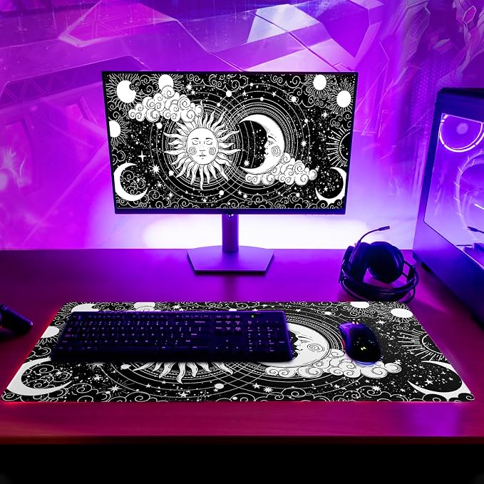 Magic Astrology Extended Big Mouse Pad Large, Gaming Mouse Pad Desk Pad,27.6x11.8 Inch Long Computer Keyboard Mouse Mat Black Mousepad with 3mm Non-Slip Base and Stitched Edge for Gaming and Office - Image 6