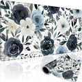 Navy Blue White Floral Large Gaming Mouse Pad Desk Mat 31.5x15.7 | Extended Mousepad, Non-Slip Rubber Base , Stitched Edges, for Computer/Laptop/Office/Home by Mcapirivo