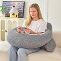 17" Reading Pillow for Bed,U Shaped Arm & Elbow Support,Gray Flannel | Backrest Supports Back,U shaped Lap Pillow Cushions Arms,Elbows & Wrists,Soft Flannel for Reading,Gaming,Watching TV by PAJEO