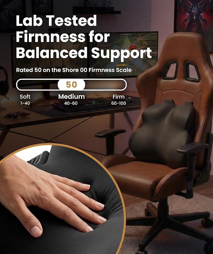 Everlasting Comfort Lumbar Support Pillow for Office Chair - Improves Posture, Promotes Back Pain Relief - Superior Back Support for Gaming and Desk Chairs - Lumbar Pillow for Car, Couch - Image 6