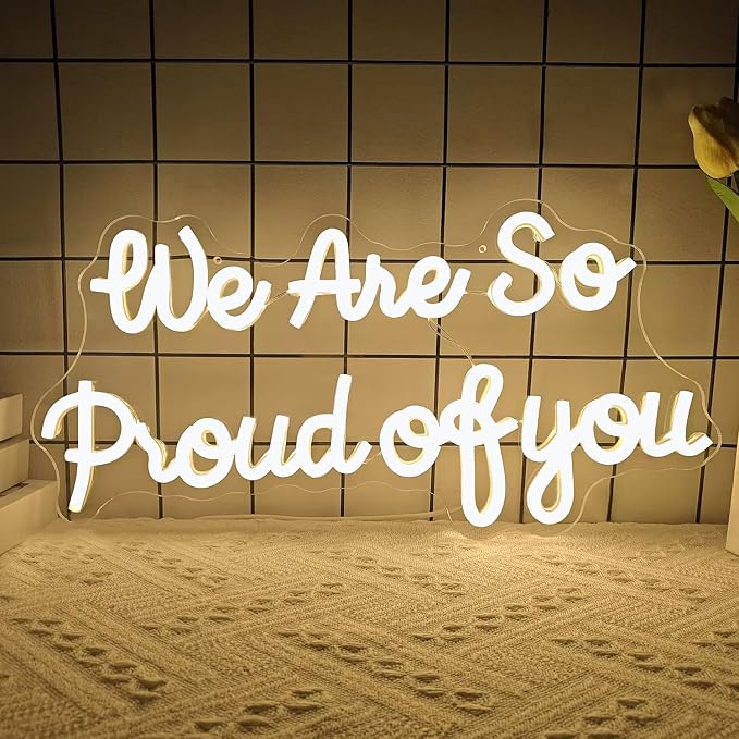 We Are So Proud Of You Neon Sign Dimmable 2026 Graduation Decorations Led Wall Decor Graduation Party Light Up Sign Going Away Party Neon Lights Welcome Home Led Sign by Ajoyferris