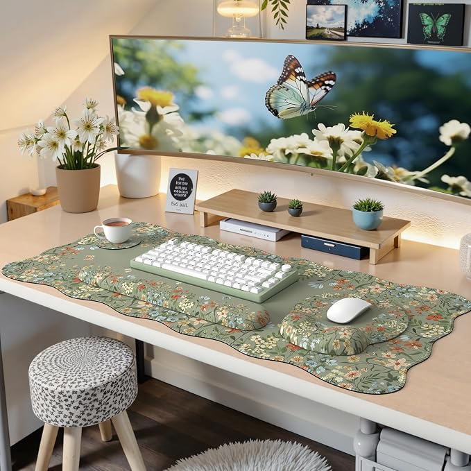 iCasso Keyboard Pad for Workspace, Green 35.4"x15.7" Desk Protector - Image 7