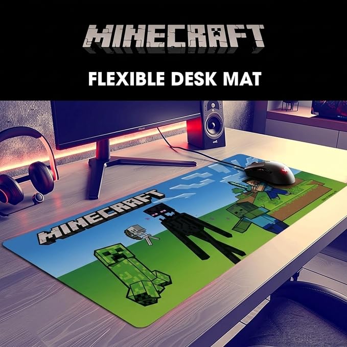 Culture Fly Large Gaming Mouse Pad (31" x 15") - Minecraft Extended XL Computer Desk Mat, Cool Anime Keyboard Deskmat, Big Desktop Deskpad for Gamer | Oversized 31x15in Minecraft anime gaming mouse pad, smooth fabric top, stitched edges, non-slip rubbe... - Image 3