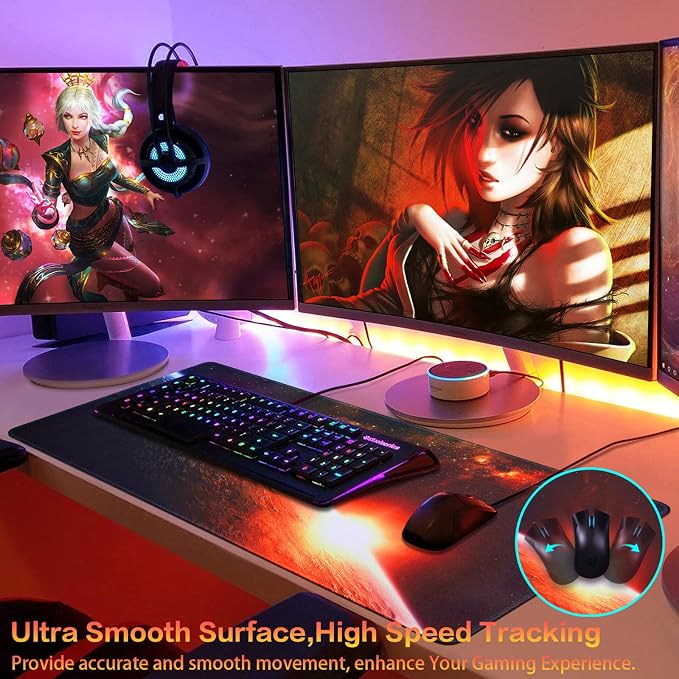 Canjoy Gaming Mouse Pad, 31.5x15.7in Large Mouse Pads for Desk Keyboard Pad | Desk Mat for Keyboard and Mouse Computer Big Full Size Desk Pad with Non-Slip Rubber Base and Stitched Edge for Home Office - Image 3