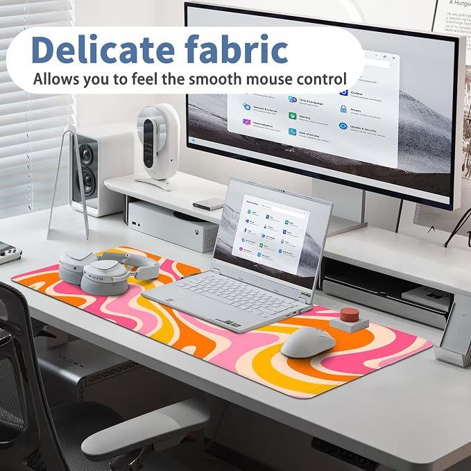 Boho XL Mouse Pad Large Desk Mat Extended Keyboard Mouse Pad Abstract Mousepad with Non-Slip Base and Stitched Edge Minimalist Mouse Mat Desk Pad 31.5 x 11.8 in Mouse Pads for Desk Home Office Gaming - Image 5