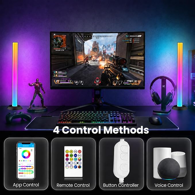 TJOY Smart Wi-Fi Light Bar, Compatible with Alexa&Google Assistant, Gaming Desk Lights with Music Sync&Scene Modes, RGB TV Light Bar, Mood Lighting for Game, PC, Monitor (2.4GHz WiFi only) - Image 2