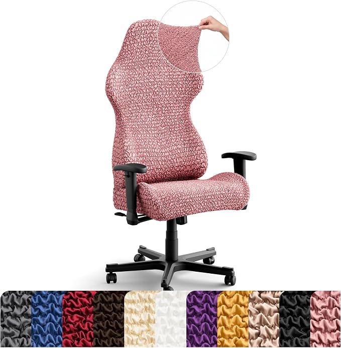 PAULATO BY GA.I.CO. Stretch Office & Gaming Chair Cover – Breathable Desk Computer Armchair Slipcover with Zipper – Bi-Elastic Stretchable Protector Machine Washable – Coral Pink (Office Chair) by PAULATOBYGAICO