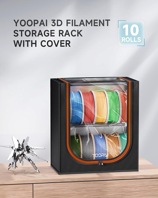 YOOPAI 3D Printer Filament Storage Box – 2 Tier Filament Storage Rack with Fabric Cover, Holds Up to 12 Rolls 1KG – 3D Filament Storage Organizer for Home, Workshop & Studio - Image 2