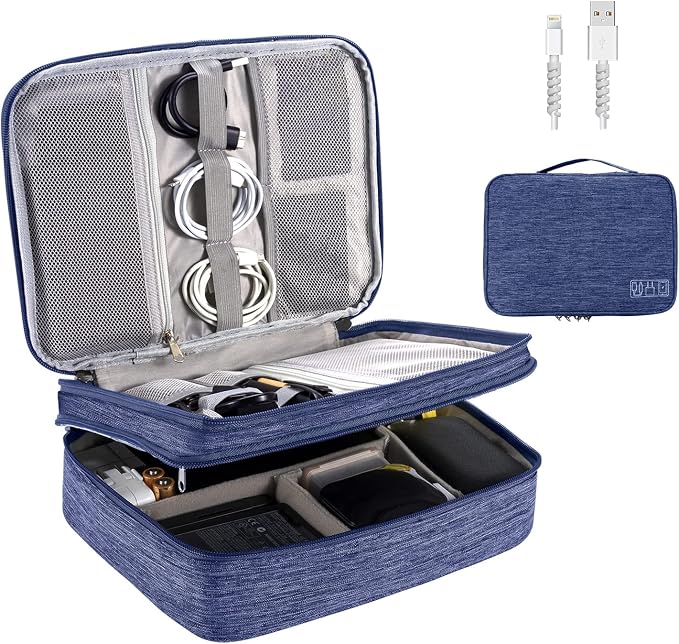 OrgaWise Electronics Organizer, Electronic Accessories Bag Travel Cable Organizer Three-Layer for iPad Mini, Kindle, Hard Drives, Cables, Chargers by OrgaWise