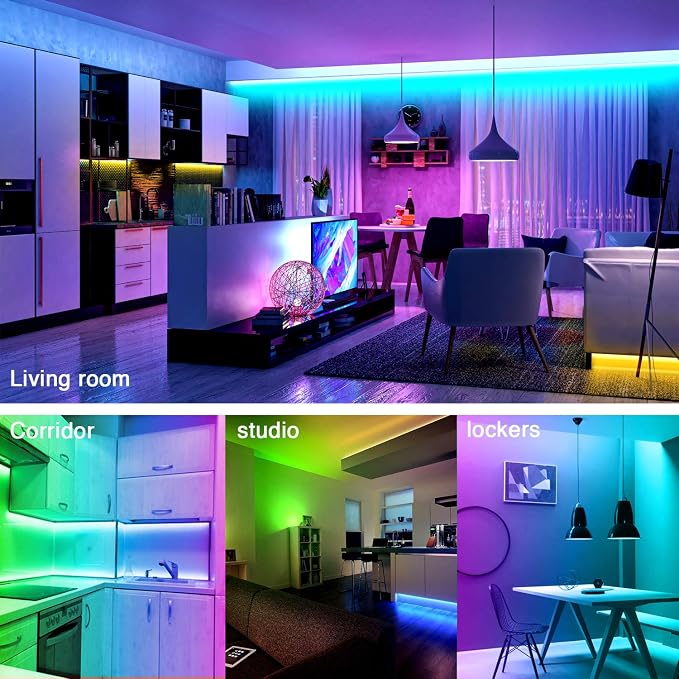 dalattin 32.8ft Led Strip Lights,RGB Led Lights for Bedroom Color Changing Light,Decoration for Bedroom Room Party,Halloween Decor with 44 Keys Remote,1 Roll of 32.8ft - Image 2