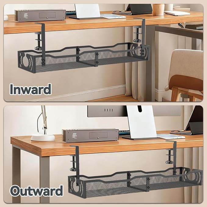 Cable Management, 25.3'' Under Desk Cable Management Tray No Drill - Image 7