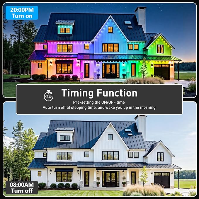 LETIANPAI 200FT Permanent Outdoor Lights,RGB Eaves Lights with App Control Remote,DIY Scene Modes IP67 Waterproof Outdoors Under Eave Lighting,Outdoor Light for Garden Decor - Image 6