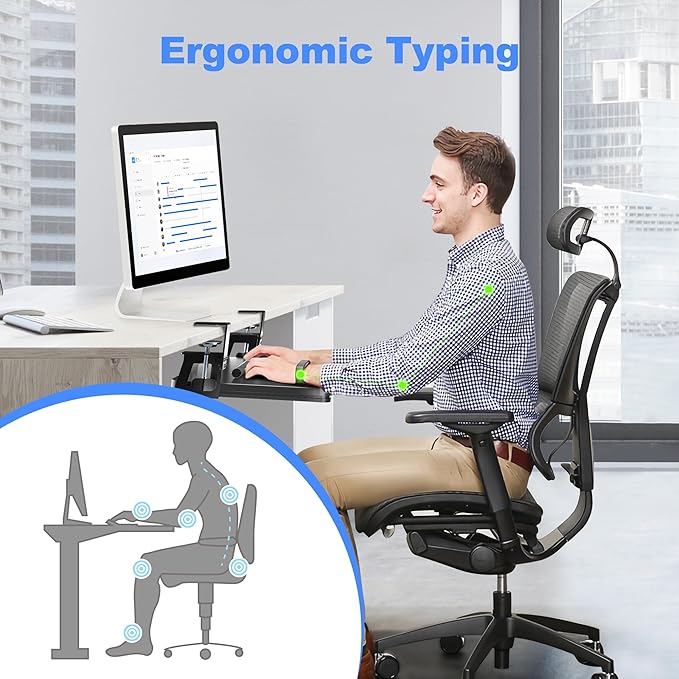 XINLEI Keyboard Tray Under Desk Large C-Clamp 25.6” (30” Including Clamps) x 11.8” Slide-Out Platform Computer Drawer Pull Out Keyboard & Mouse Tray Black DSF4 - Image 2