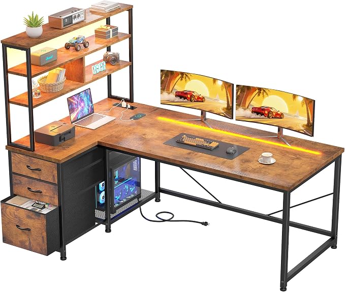 DurayLoly 55"Computer Desk with 3 Drawers & Shelf for Bedroom & Home Office by Durayloly