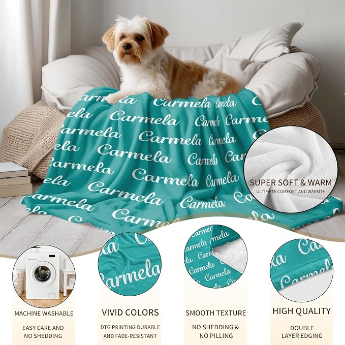Ship Next Day, Custom Name Blanket - Printed in USA, Personalized Baby Blankets for Girls, Baby Blanket with Name, Ultra-Soft Cozy Fleece Blankets, Gifts for Boys & Girls Kids Teen Girl New Mom - Image 7