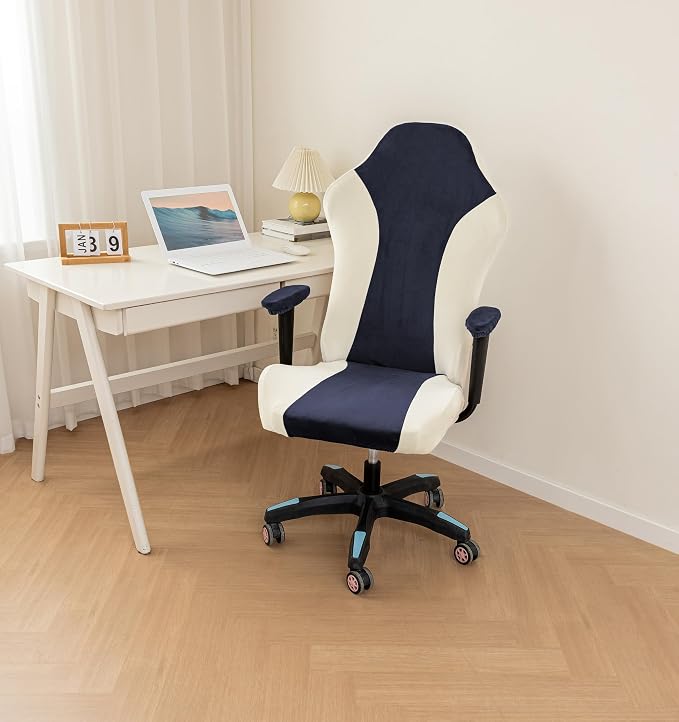 Lavish Cover Velvet Stretchable Gaming Chair Cover, Washable, Anti-Scratch Slipcover with Armrest Protection, Cat Scratch Proof for Office and Computer Chairs(No Chair, NavyBlue) - Image 5
