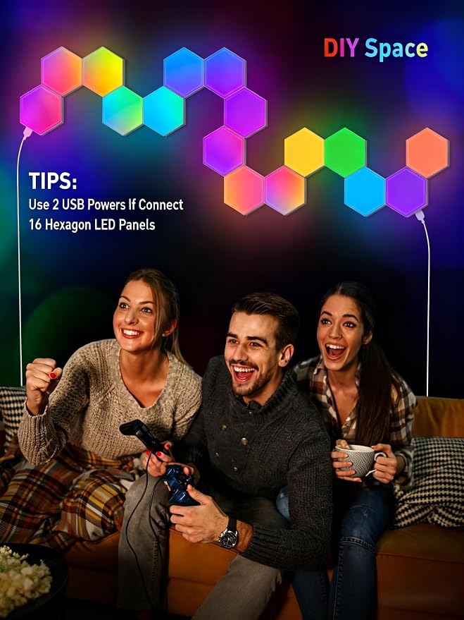 NIUCOO 12 Pack Hexagon LED Lights Panels – Smart RGB Wall Lights with APP/Remote & Music Sync, DIY Modular & Gaming Room Decor, Wall LED Panels Lights for Bedroom - Image 5