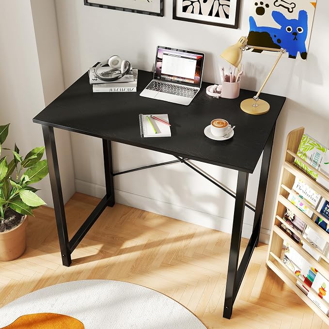 DUMOS 32 in Small Computer Desk for Home Office, Modern Study Work Table Simple Style for Bedroom, Writing Desks with X-Shaped Reinforcement, 2 Pack, Black - Image 2