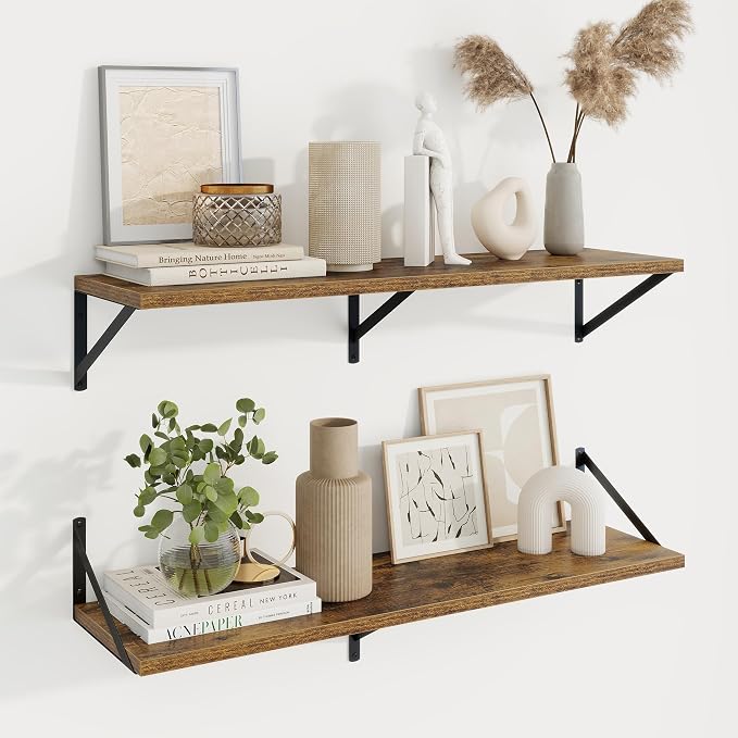 Axeman Deep Floating Shelves, 36'' x 10'' Brown Wall Shelves Set of 2 by Axeman