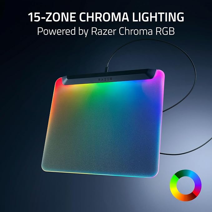 Razer Firefly V2 Pro Fully Illuminated RGB Gaming Mouse Mat: Backlit Design - 15 Zone Chroma Lighting - USB 2.0 Port - Detachable USB Type C Cable - Micro Textured Surface - Anti Slip Base - Image 3