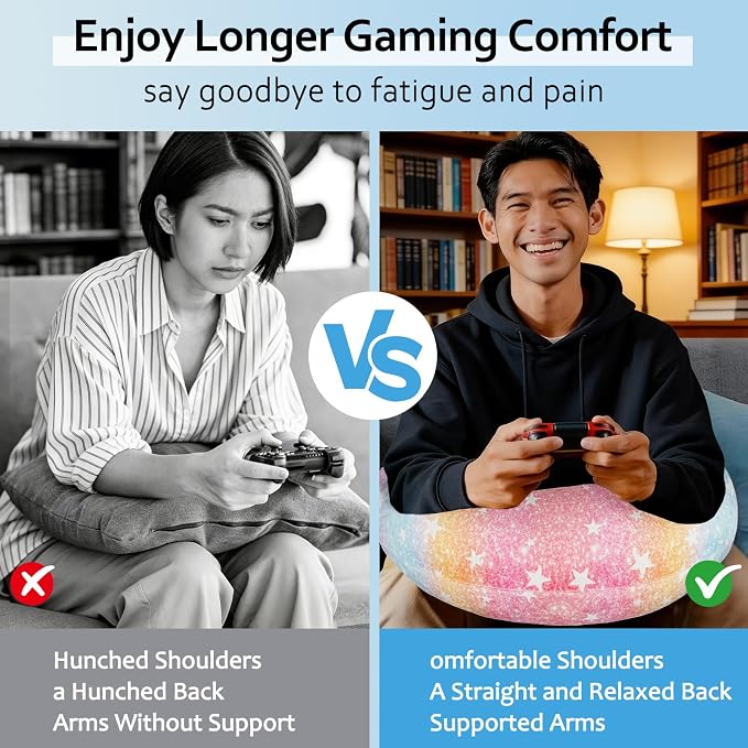 Crafting Pillow for Crocheting, Crochet Pillow for Lap Support, 12 Fun Print Styles, Ergonomic Arm Support, For Bed, Floor, Chair Comfort, Pain Relief and Fatigue for Gaming and Woking (Rainbow) - Image 7