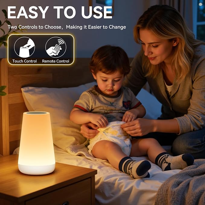 Auxmir Rechargeable Night Light, 13-Color Remote Control Lamp, White - Image 4