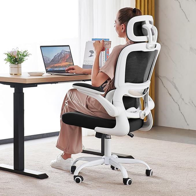 TRALT Office Chair Ergonomic Desk Chair - Gaming Chair with Lumbar Support | 330 LBS Home Office Desk Chairs with Headrest, Reading Chair with Flip-up Armrests, Comfortable Computer Chairs (1, Black) by TRALT