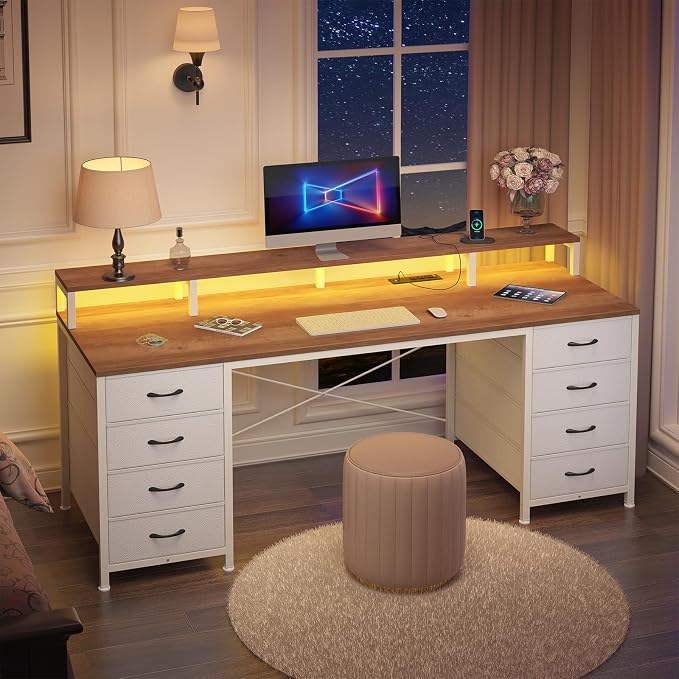 60" Computer Desk with 8 Drawers & Monitor Stand for Home Office, Bedroom - Image 8