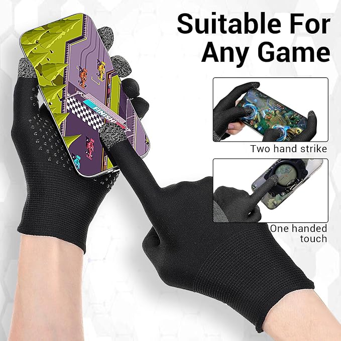Ptwola Ultra-Thin Mobile Gaming Gloves Touchscreen Gaming Gloves Anti-Sweat Mobile Finger Sleeve Breathable - Image 4