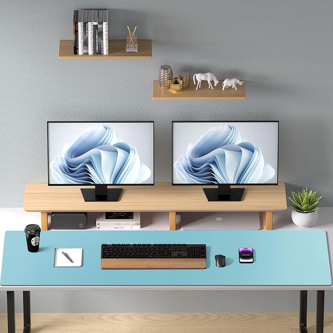 Aothia Large PU Leather Desk Pad Protector – Non-Slip Mouse Pad & Writing Mat for Office/Home, Waterproof, Easy to Clean (48" x 17", Blue Topaz) - Image 8