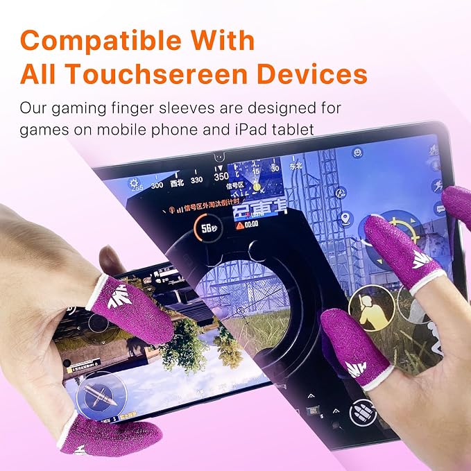 10 Pack Silver Fiber Dedales Gamer Anti Slip Sweat Proof Gaming Finger Sleeves Cots Mobile Phone Gloves Guantes para Durable Thumb Covers for Pubg (Rose Red10-Pack + Storage Box) - Image 5