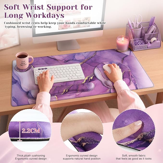 iCasso Purple Keyboard Mat 35.4"x15.7", Desk Blotter for Workspace - Image 5