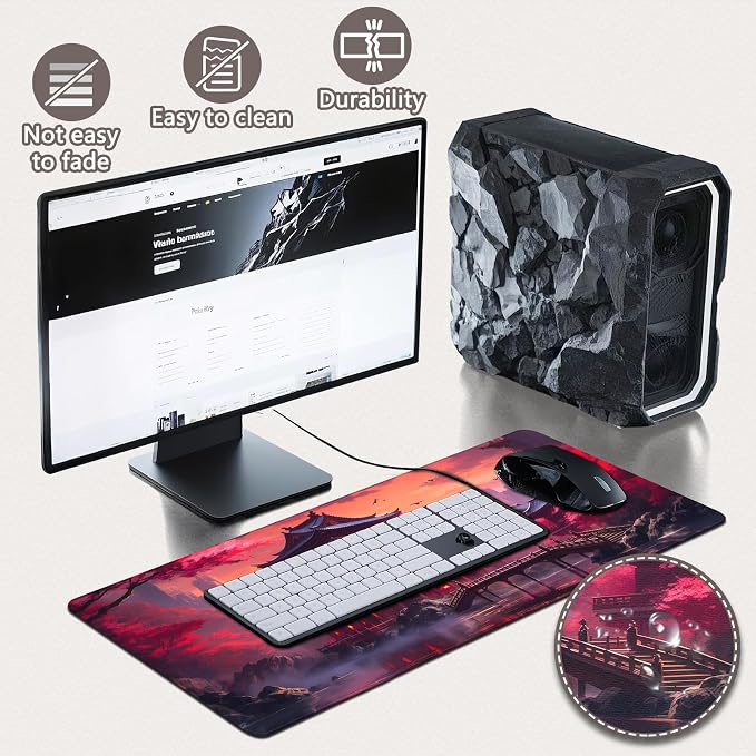 Gaming Mouse Pad - (31.5"×11.8") Japanese Anime Large Mouse Pads for Desk - Desk Mat for Keyboard and Mouse with Non-Slip Base, Desks Pad Matfor Game/Office & Home - Image 4
