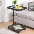 C Table End Table Adjustable Height,C Shaped End for Couch，Snack Tables,360°Swivel TV Tray Sofa Table,Tables that Slide Under,Coffee SideTable for Bed,Chair,Bath-tub (Black Color) by BohodiyCShapedEndTable