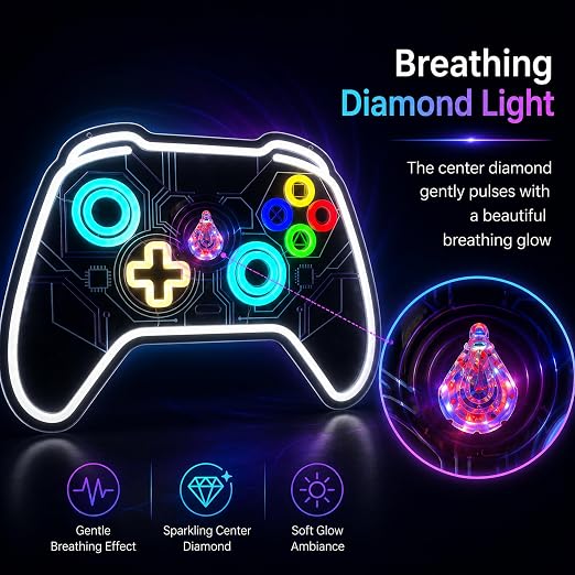 CBGEYZM Gaming Controller Neon Sign: Led Light With Glowing Cyber Core - Image 8