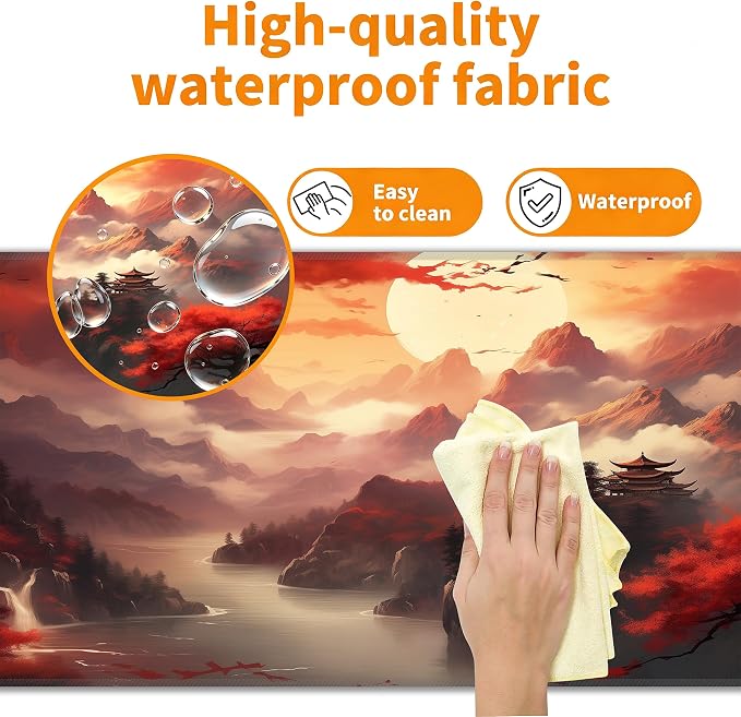 Dark Canyon Desk Mat, XL 31.5"x11.8" Large Mouse Pad, Full Moon Extended Gaming Mouse Mat,Non-Slip Rubber Base Waterproof with Stitched Edges for Gaming Office Home Decor - Image 4