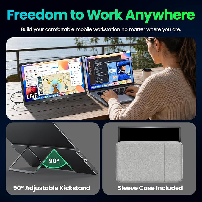 Upperizon Portable Monitor 18.4 inch 4K 3840X2160 130% sRGB 60Hz HDR HDMI USB-C Travel Monitor for Laptop MacBook PC Surface PS5 Xbox, Large External Display with Kickstand & Speakers, VESA Compatible - Image 7