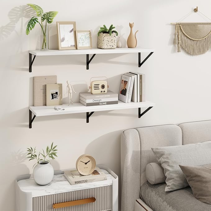 Axeman Deep Floating Shelves, 36'' x 10'' White Wall Shelves Set of 2 - Image 2