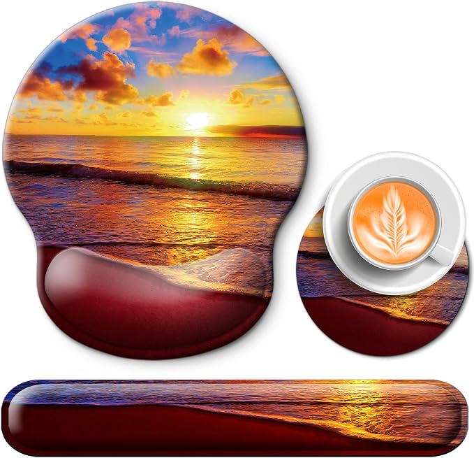 Mouse Pad and Keyboard Wrist Rest Support,Ergonomic Mouse Pad Set by Wiabsi