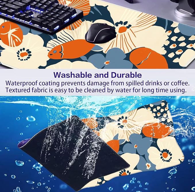 Ladies' Office Desk Cute Petal Keyboard Accessories Game Extended Mouse Pad | Large Extended Mouse Pad; Full Desk Coverage; Waterproof Coating; Stable Anti-Slide Base For Gaming, Office, Study Daily Use - Image 6