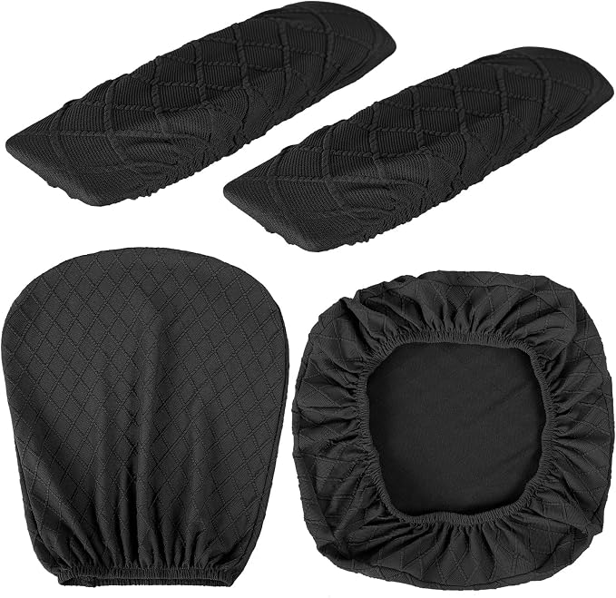 Tallew 4 Pcs Office Chair Covers Set Computer Universal Protective Stretchable Chair Seat Covers Desk Armrest Slipcovers Pads Office Cushion Backrest for Rotating(Dark Grey) - Image 2