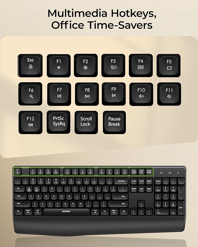 seenda COE200 Wireless Bluetooth Keyboard and Mouse Combo with Wrist Rest - Image 9