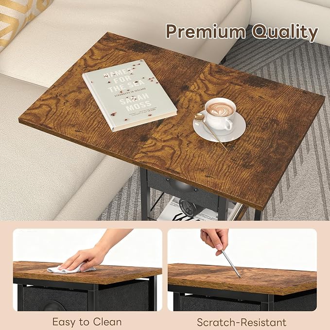 Hayexiha C End Table with Wheels, Drawer, 15.75" D x 23.62" W x 28.46" H - Image 5