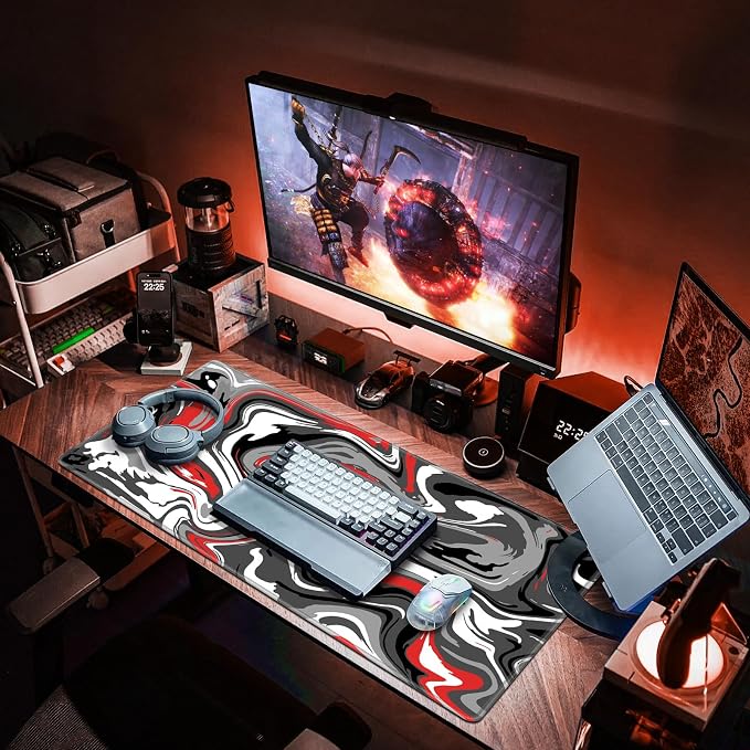 Canjoy Gaming Mouse Pad, 31.5x15.7inch Fluid Large Mouse Pads for Desk | Big XXL Extended Computer Desk Mat for Keyboard and Mouse Desktop Full Desk Mouse Pad with Non-Slip Base Stitched Edges - Image 6