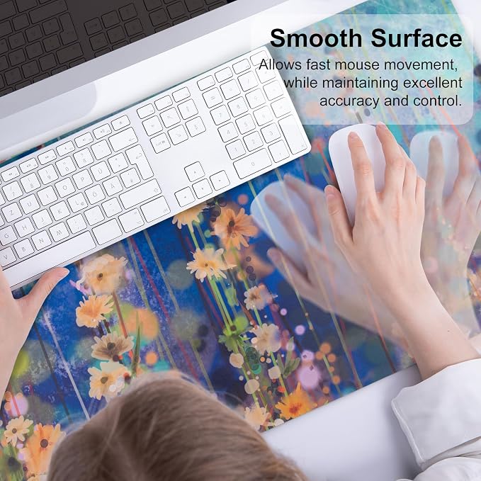 QiyI PU Leather Large Mouse Pad, Office Decor, 31.5" x 15.7", Ivy Flowers | Desk Décor Accessories, Extended Size, Waterproof & Easy to Clean, Smooth Surface, Non Slip Desk Organization - Image 5
