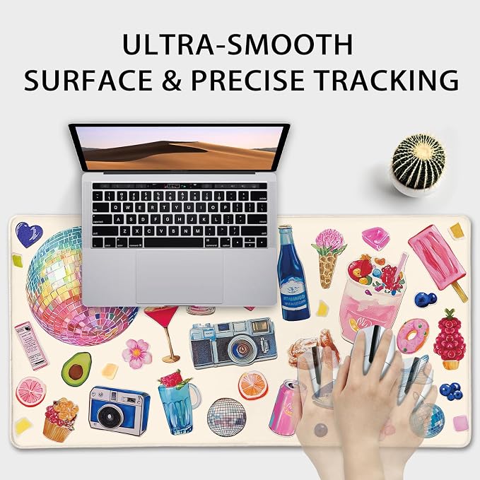 Large Mouse Pad Desk Mat 31.5"x15.7" Non Slip Watercolor Stickers | Extended Mousepad, Non-Slip Rubber Base , Stitched Edges, for Computer/Laptop/Office/Home - Image 5