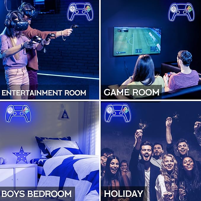 Gamer Neon Sign, Gamepad Shaped LED Neon Sign for Gamer Room Decor, Gaming Neon Sign for Boys Room Decor, Neon Gaming Sign for Gaming Wall Decor, USB Powered Gamer Gifts for Teens, Boys, Kids - Image 6